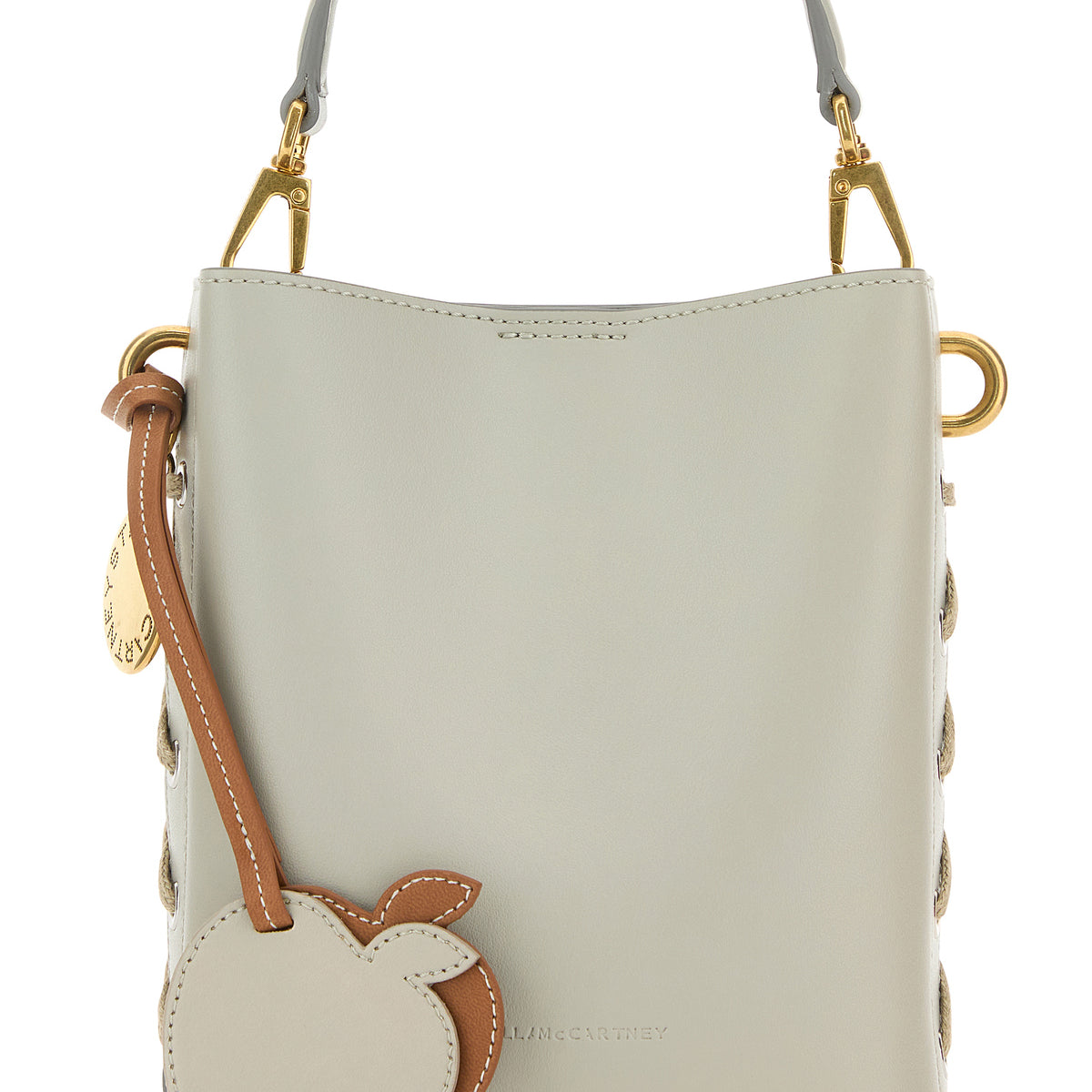 Light grey synthetic leather Veuve Clicquot bucket bag
