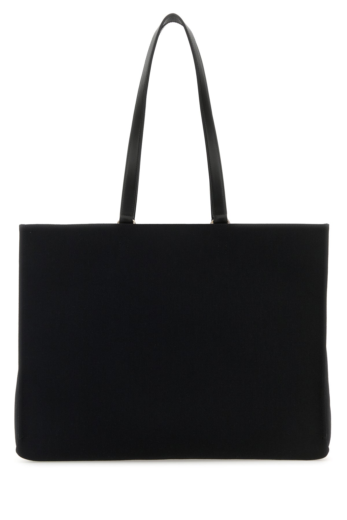 SALVATORE FERRAGAMO Black Canvas Large Tt Sign Shopping Bag SALVATORE FERRAGAMO Black Canvas Large Tt Sign Shopping Bag