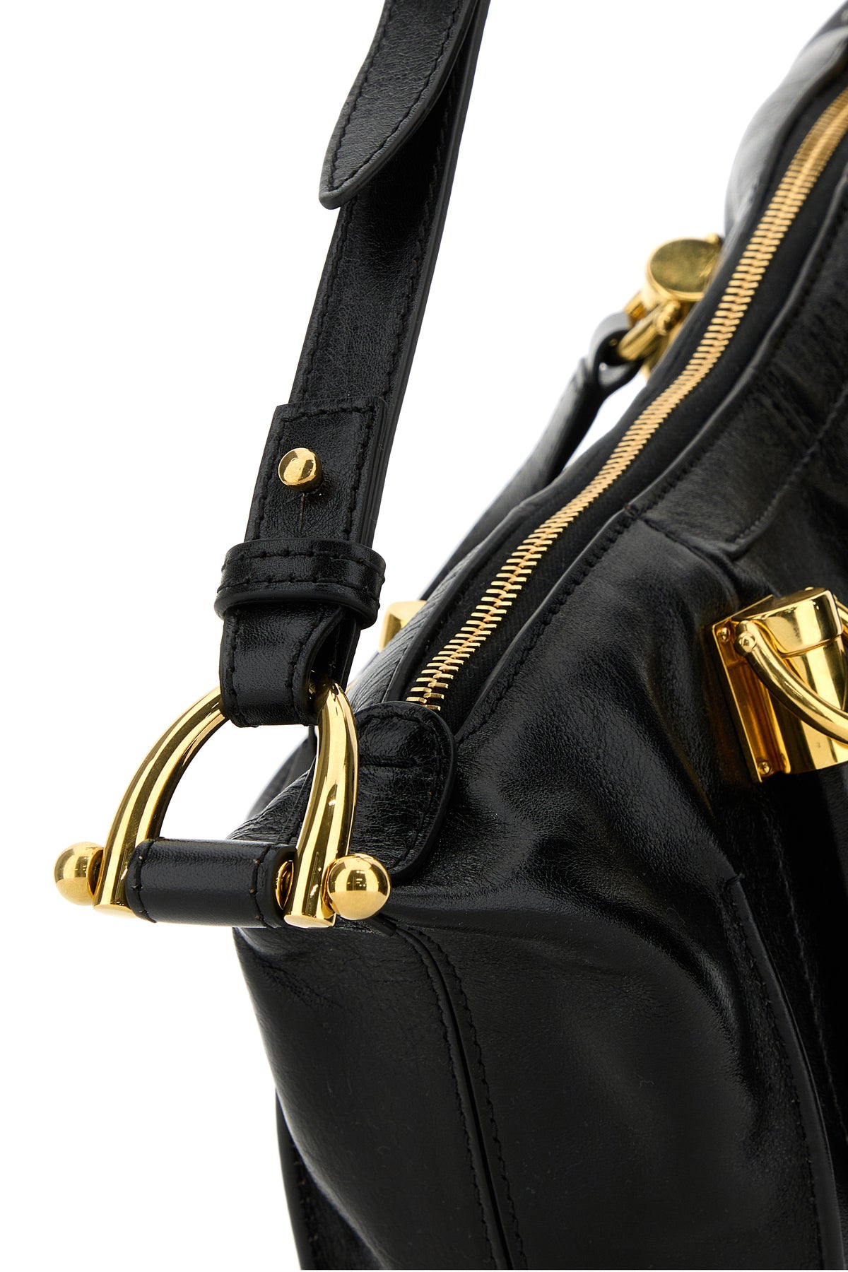 끌로에 블랙 레더 Paraty 24 핸드백 CHC24AS751N82 001