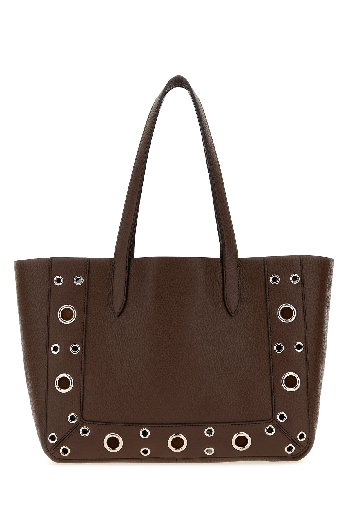 VALENTINO GARAVANI 브라운 레더 스몰 넬코트 쇼핑백 7W2B0R88MJL W04