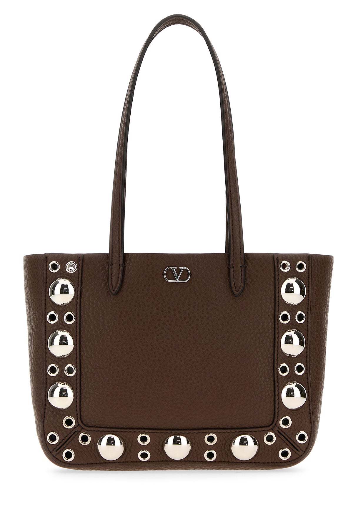 VALENTINO GARAVANI 브라운 레더 넬코트 핸드백 7W2B0R89MJL W04