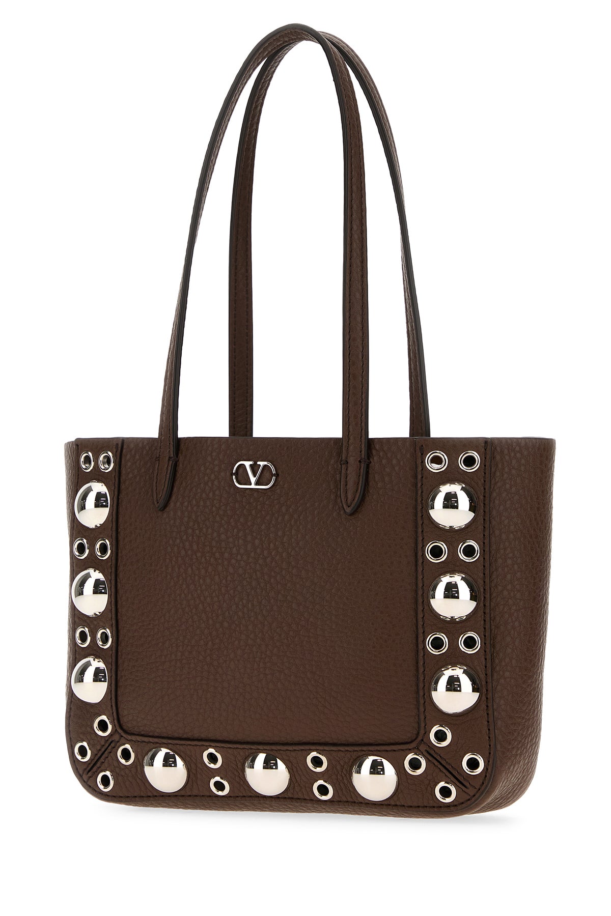 VALENTINO GARAVANI 브라운 레더 넬코트 핸드백 7W2B0R89MJL W04