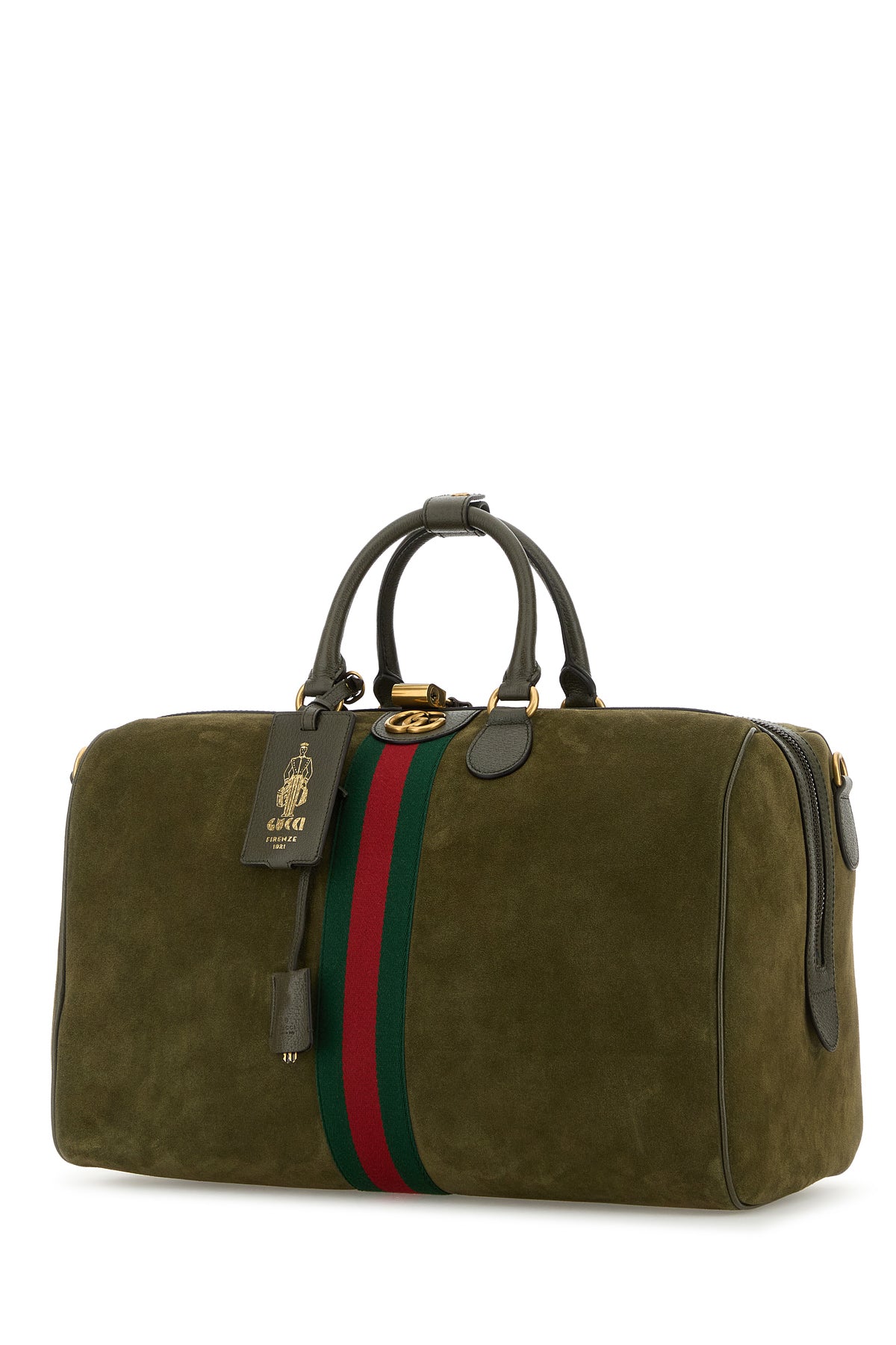 Olive green suede medium Gucci Savoy travel bag – G&B