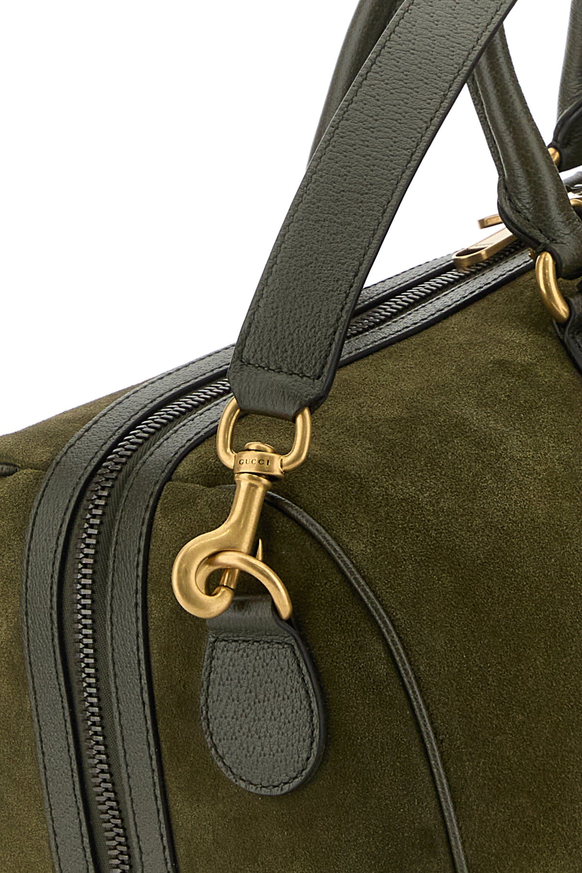 Olive green suede medium Gucci Savoy travel bag – G&B