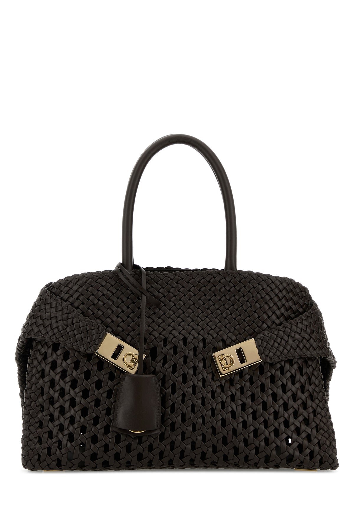 페라가모 다크 브라운 레더 Hug 핸드백 21A474789996 TESTADIMORO