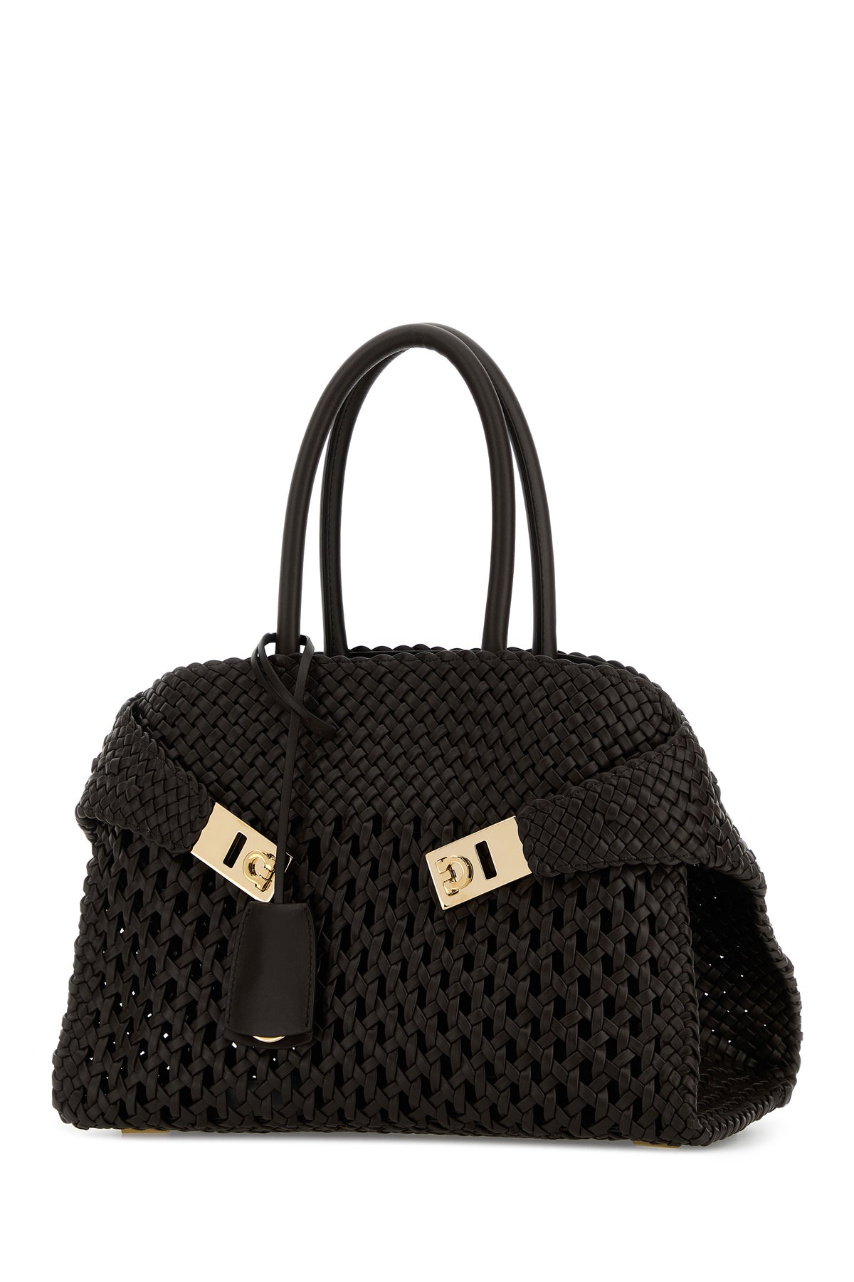 페라가모 다크 브라운 레더 Hug 핸드백 21A474789996 TESTADIMORO