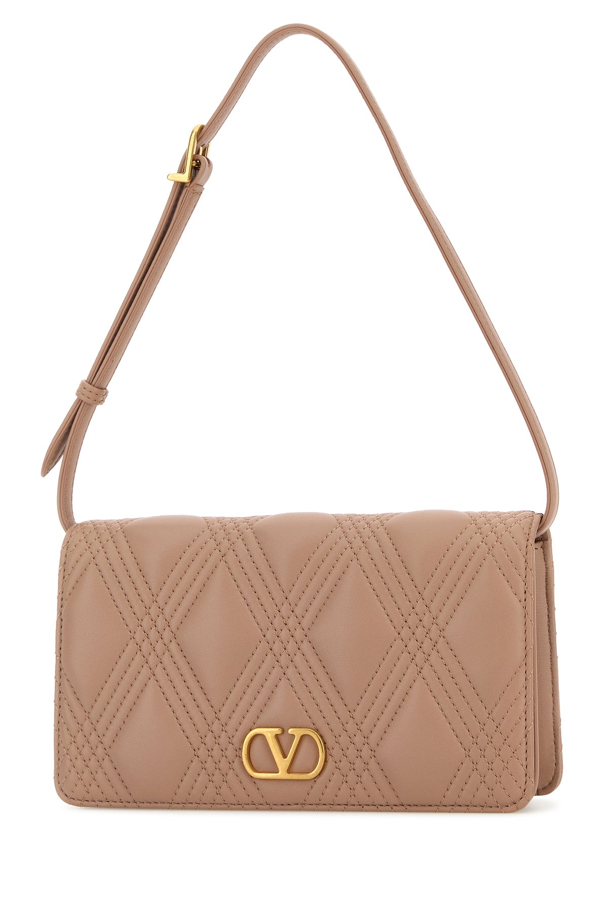 VALENTINO GARAVANI Antiqued 핑크 레더 VLogo 시그니처 숄더백 7W2P0AV2MIC GF9